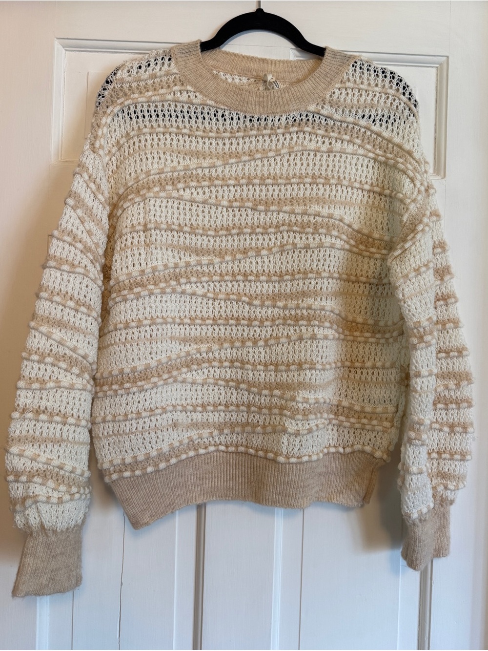 Anthropologie Open-Stitch Checkered Sweater